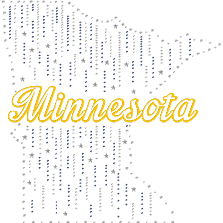 Minnesota State Flock Rhinestone Personalised Iron On Transfers